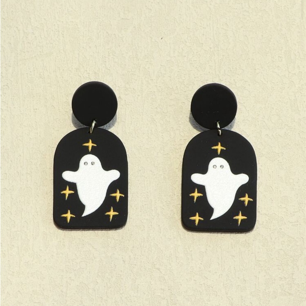 🎃🦇 HALLOWEEN 🦇🎃 Black Acrylic Ghost Stud Earrings
